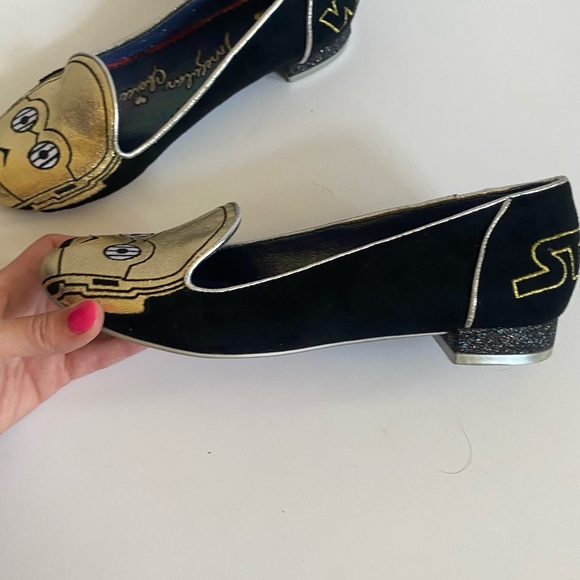 Star Wars x Irregular Choice London C-3PO black suede flat loafers, Women’s 7.5 - Picture 7 of 12
